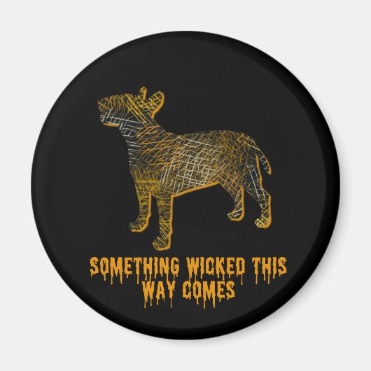 Bull Terrier Dog Silhouette Fun Halloween Magnet (Vorne)