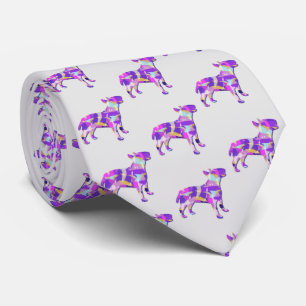 Bull Terrier Dog Silhouette Lila Light Gray Neck Krawatte