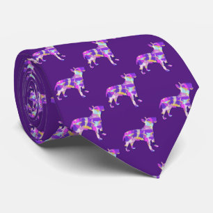Bull Terrier Dog Silhouette Lila Neck Krawatte
