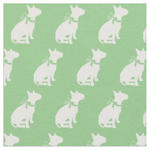 Bull Terrier Dog Silhouette Pet Sage Green Stoff