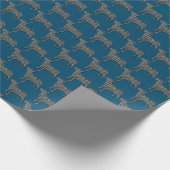 Bull Terrier Dog Silhouette Y&B Grid Blue Geschenkpapier (Ecke)