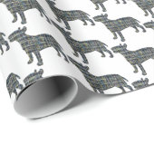 Bull Terrier Dog Silhouette Y&B Grid White Geschenkpapier (Rolleneckpunkt)