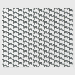 Bull Terrier Dog Silhouette Y&B Grid White Geschenkpapier