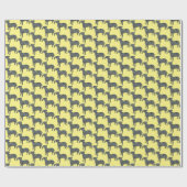 Bull Terrier Dog Silhouette Y&B Grid Yellow Geschenkpapier (Flach)