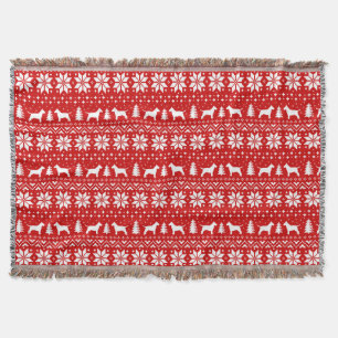 Bull Terrier Dog Silhouetten Weihnachtsmuster Red Decke