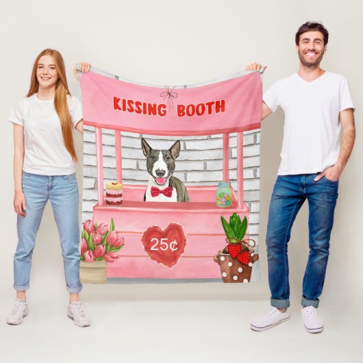 Bull Terrier Dog Valentine's Day Kissing Booth Fleecedecke (Beispiel)