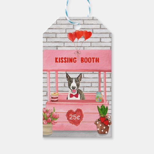 Bull Terrier Dog Valentine's Day Kissing Booth Geschenkanhänger (Vorderseite)