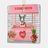 Bull Terrier Dog Valentine's Day Kissing Booth Keramikornament (Links)