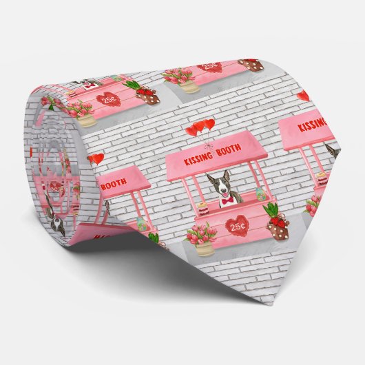 Bull Terrier Dog Valentine's Day Kissing Booth Krawatte (Gerollt)
