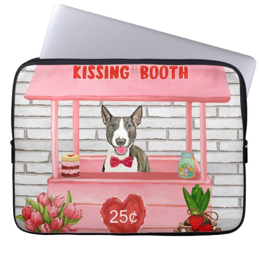 Bull Terrier Dog Valentine's Day Kissing Booth Laptopschutzhülle (Vorderseite)
