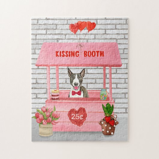 Bull Terrier Dog Valentine's Day Kissing Booth Puzzle (Vertikal)