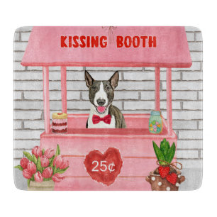 Bull Terrier Dog Valentine's Day Kissing Booth Schneidebrett