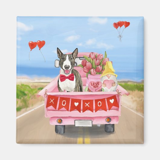 Bull Terrier Dog Valentine's Day Lkw Herz Magnet (Vorne)