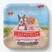 Bull Terrier Dog Valentine's Day Lkw Herz Pappteller (Vorderseite)