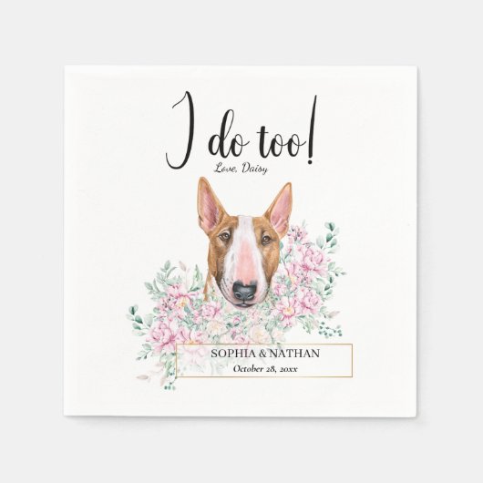 Bull Terrier Dog Wedding Cocktail Napkins Serviette (Vorderseite)