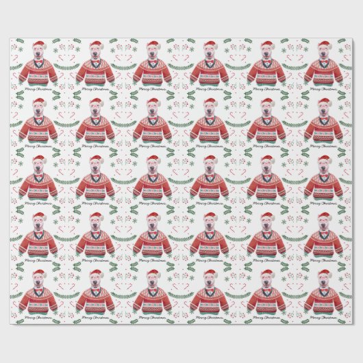 Bull Terrier Dog Weekend Weihnachts-Sweater Festiv Geschenkpapier (Flach)