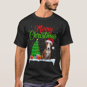 Bull Terrier Dog Weihnachtsbaum Lichter Funny Xmas T-Shirt