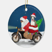 Bull Terrier Dog Weihnachtsmann Keramik Ornament (Links)
