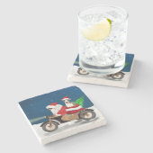 Bull Terrier Dog Weihnachtsmann Steinuntersetzer (Seitenansicht)