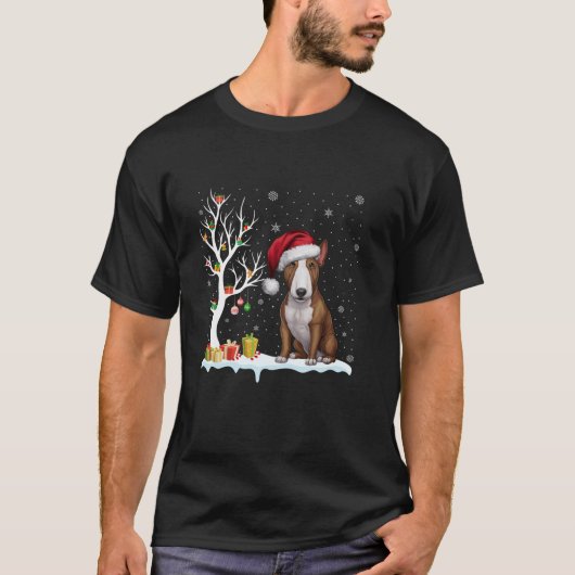 Bull Terrier Dog Weihnachtsmannmütze Festlicher Ba T-Shirt (Vorderseite)