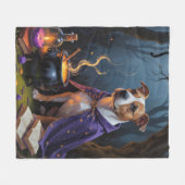 Bull Terrier Dog Whimsical Halloween Malerei Fleecedecke (Vorderseite (Horizontal))
