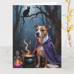 Bull Terrier Dog Whimsical Halloween Malerei Karte