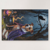 Bull Terrier Dog Whimsical Halloween Malerei Puzzle (Horizontal)