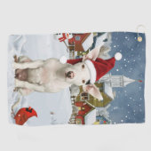 Bull Terrier Dog Winter Wunderland Weihnachtsfreud Golfhandtuch (Horizontal)