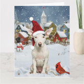 Bull Terrier Dog Winter Wunderland Weihnachtsfreud Karte (Vorderseite)