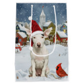 Bull Terrier Dog Winter Wunderland Weihnachtsfreud Mittlere Geschenktüte (Rückseite)