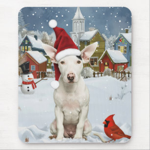 Bull Terrier Dog Winter Wunderland Weihnachtsfreud Mousepad