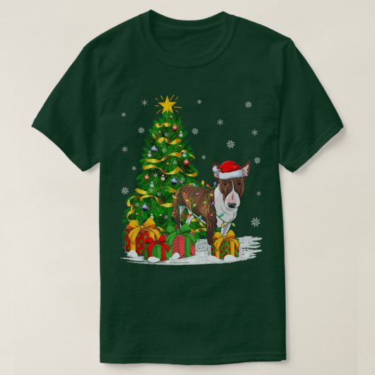 Bull Terrier Dog Xmas Tree Santa Bull Terrier Chri T-Shirt (Design vorne)