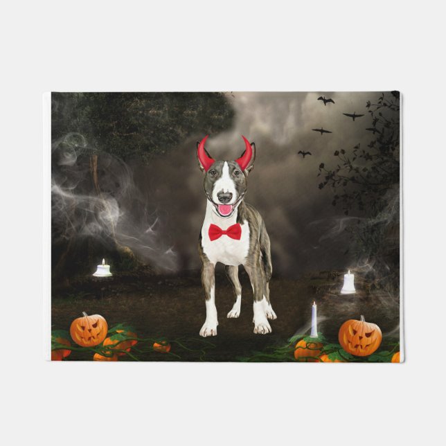 Bull Terrier Dog zu Halloween Fußmatte (Vorderseite)