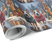 Bull Terrier Dogs Christmas Snow Holiday Geschenkpapier (Rolleneckpunkt)