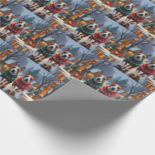 Bull Terrier Dogs Christmas Snow Holiday Geschenkpapier (Ecke)