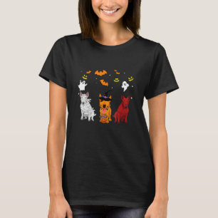 Bull Terrier Dogs Mummy Hexenhut Funny Halloween T-Shirt