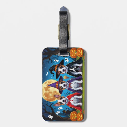 Bull Terrier Dogs Pumpkin Halloween Funny Gepäckanhänger (Rückseite vertikal)