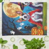 Bull Terrier Dogs Pumpkin Halloween Funny Geschirrtuch (Gefaltet)