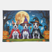 Bull Terrier Dogs Pumpkin Halloween Funny Geschirrtuch (Horizontal)