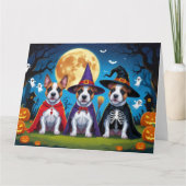 Bull Terrier Dogs Pumpkin Halloween Funny Karte (Vorderseite)