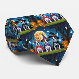 Bull Terrier Dogs Pumpkin Halloween Funny Krawatte