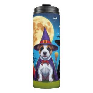 Bull Terrier Dogs Pumpkin Halloween Funny Thermosbecher
