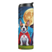 Bull Terrier Dogs Pumpkin Halloween Funny Thermosbecher (Nach links gedreht)