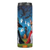 Bull Terrier Dogs Pumpkin Halloween Funny Thermosbecher (Rückseite)