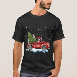 Bull Terrier Dogs Ride Red Truck Weihnachten Weihn T-Shirt