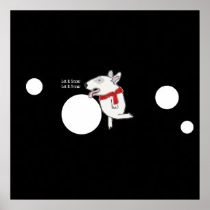 Bull Terrier Doodle genießt Schnee Poster