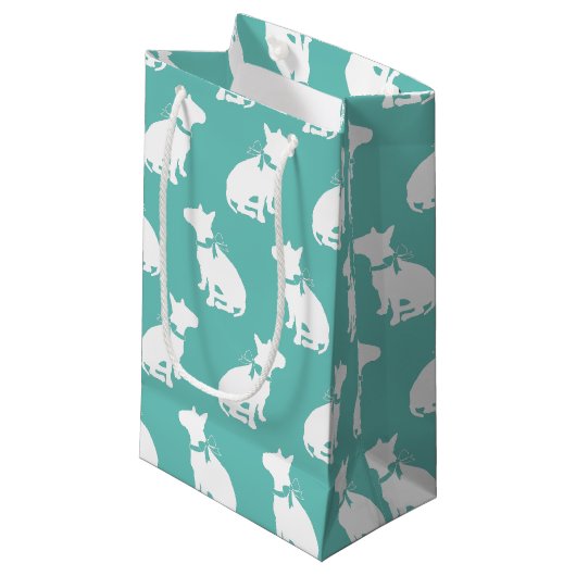 Bull Terrier Doppy Kleine Geschenktüte (Vorderseite Schrägansicht)