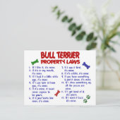 BULL TERRIER-Eigenschaftengesetze 2 Postkarte (Stehend Vorderseite)