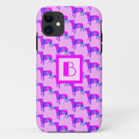 Bull Terrier English Dog Pink Blue Silhouette Mono