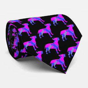 Bull Terrier English Dog PinkBlue Silhouette Black Krawatte